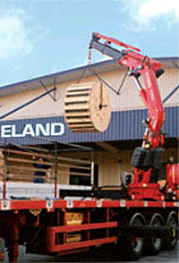 Crane mounted truck delivery rail cables