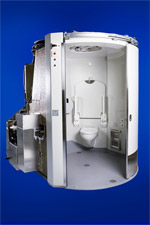 A train toilet module interior 