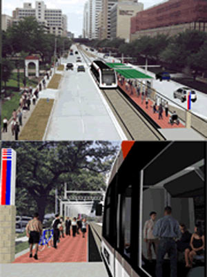 Artists impression of Texas Medical Centre and Museum district light rail stations