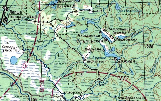 Лепшинская узкоколейная железная дорога - топографические карты