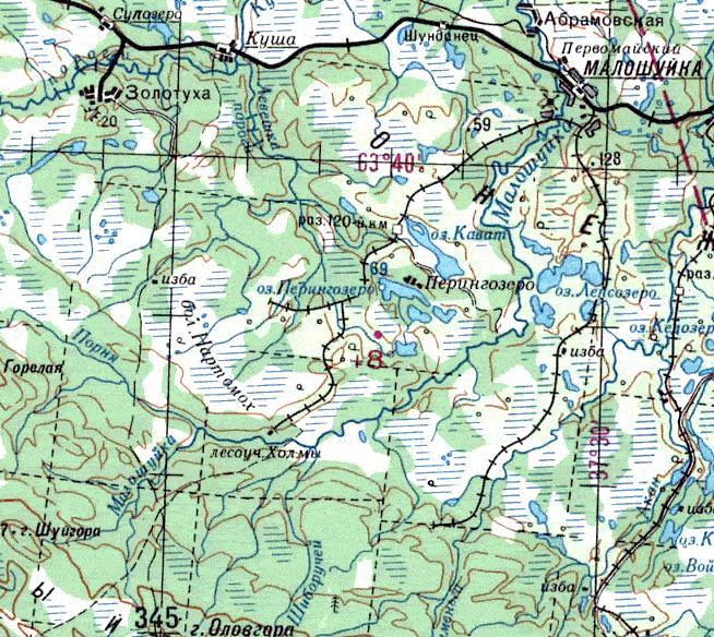Малошуйская узкоколейная железная дорога — топографические карты