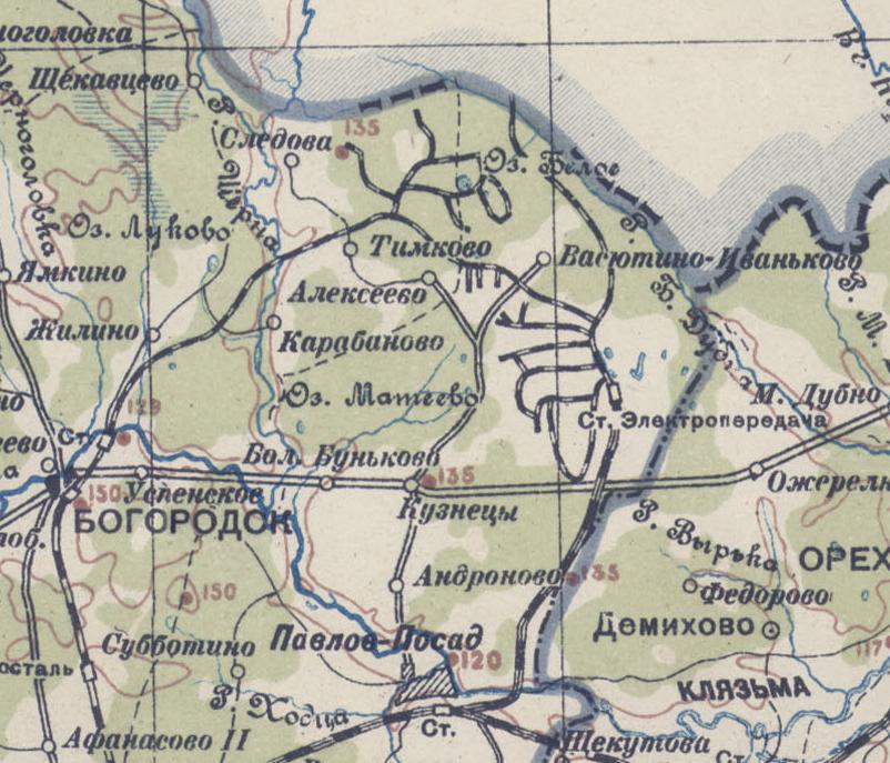 Узкоколейная железная дорога Электрогорского торфопредприятия — схемы и топографические карты