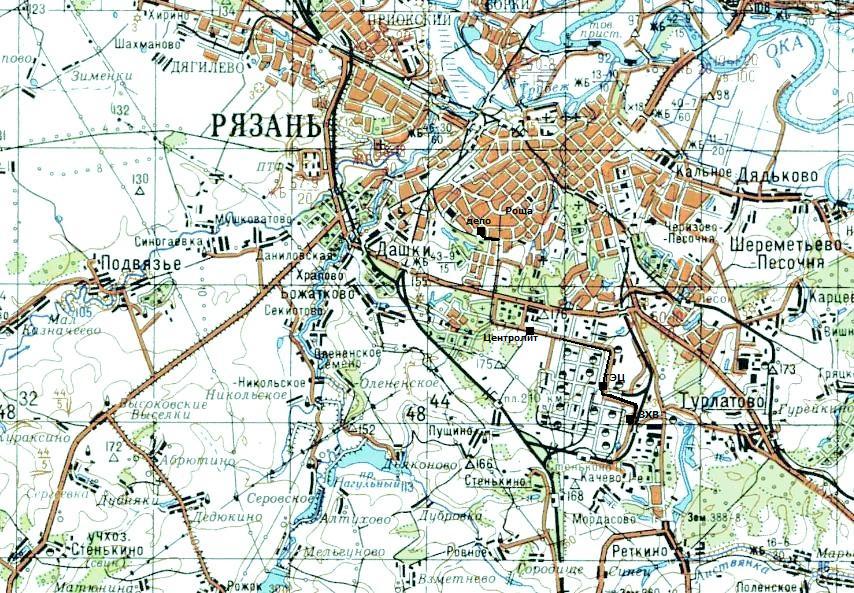 Рязанский трамвай  — схемы и  топографические карты