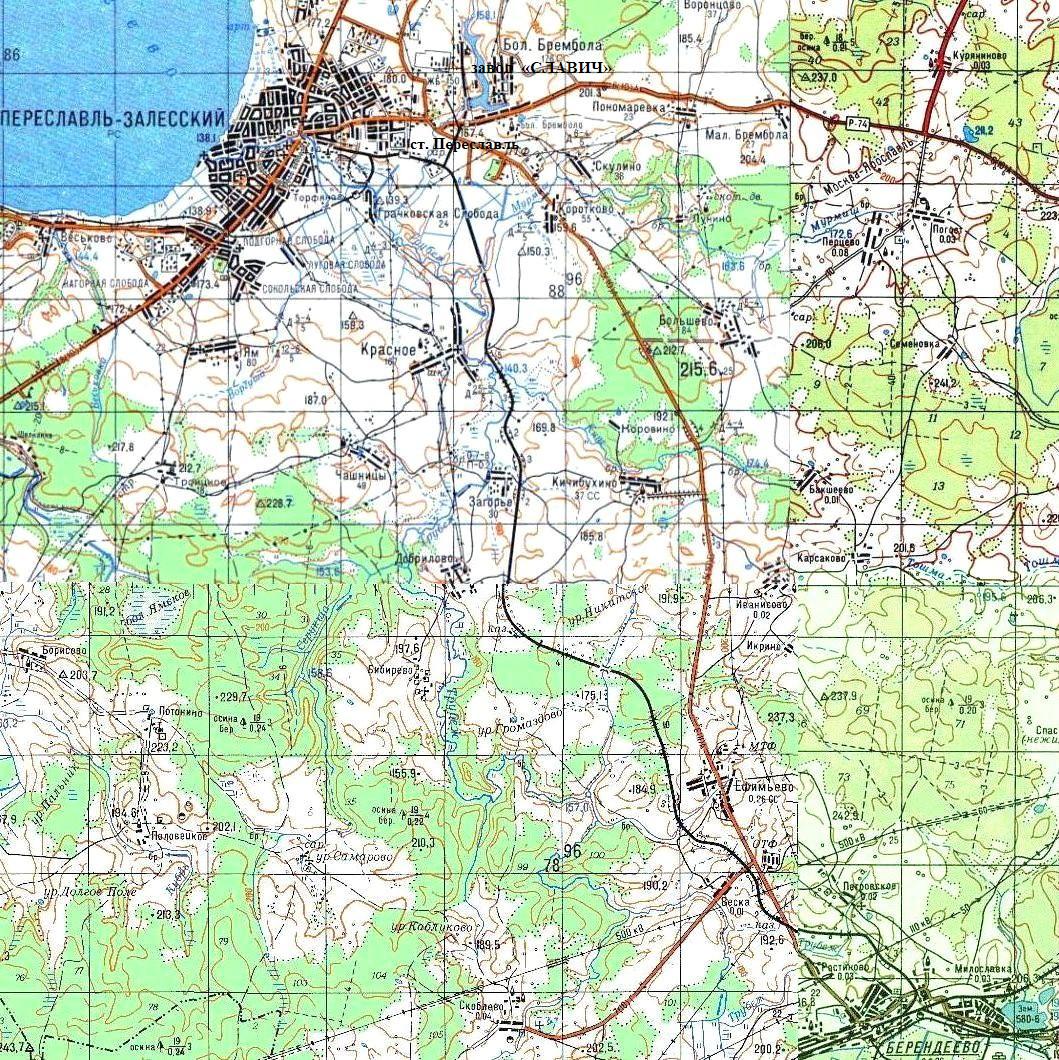 Железнодорожная линия Берендеево — Переславль — схемы и топографические карты