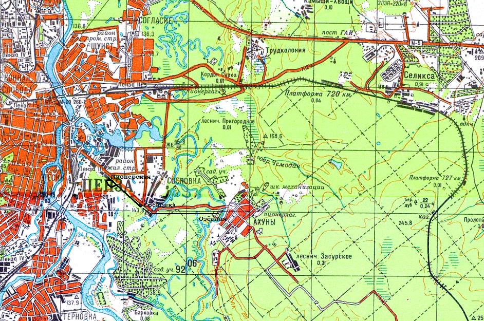 Пензенская детская железная дорога  - схемы и топографические карты