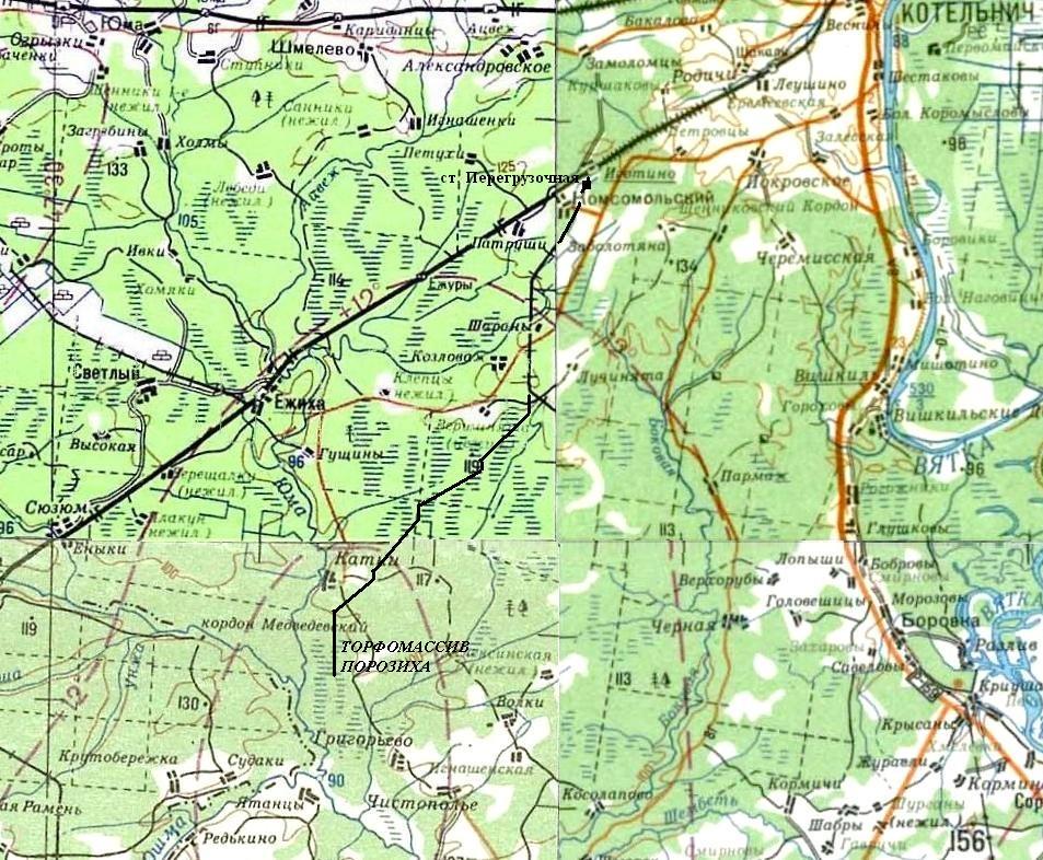 Узкоколейная железная дорога Гороховского торфопредприятия  - схемы и топографические карты