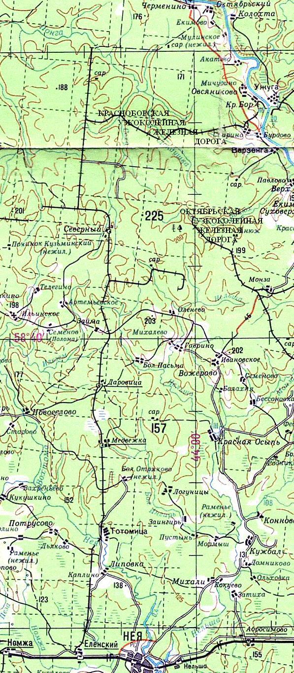 Потрусовская узкоколейная железная дорога -  схемы и топографические карты