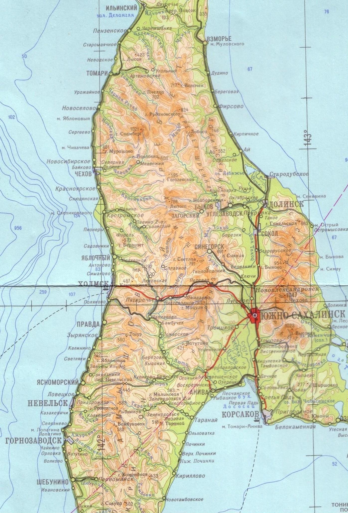 Сахалинская узкоколейная железная дорога — топографические карты
