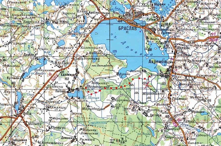 Узкоколейная железная дорога Браславского торфопредприятия
   —   схемы и топографические карты