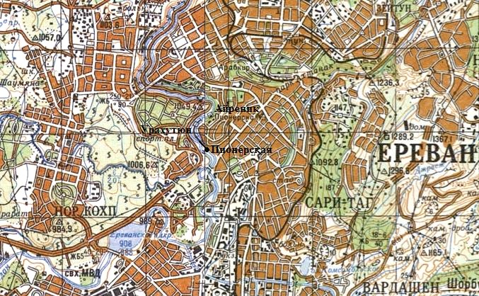 Ереванская детская железная дорога —   схемы и топографические карты